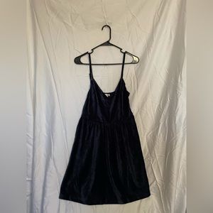 V-Neck Velvet/Corduroy Navy Blue Good Luck Gem Dress